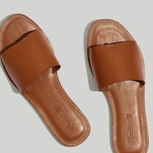 Madewell Boardwalk Post Slide Leather Sandal English Saddle